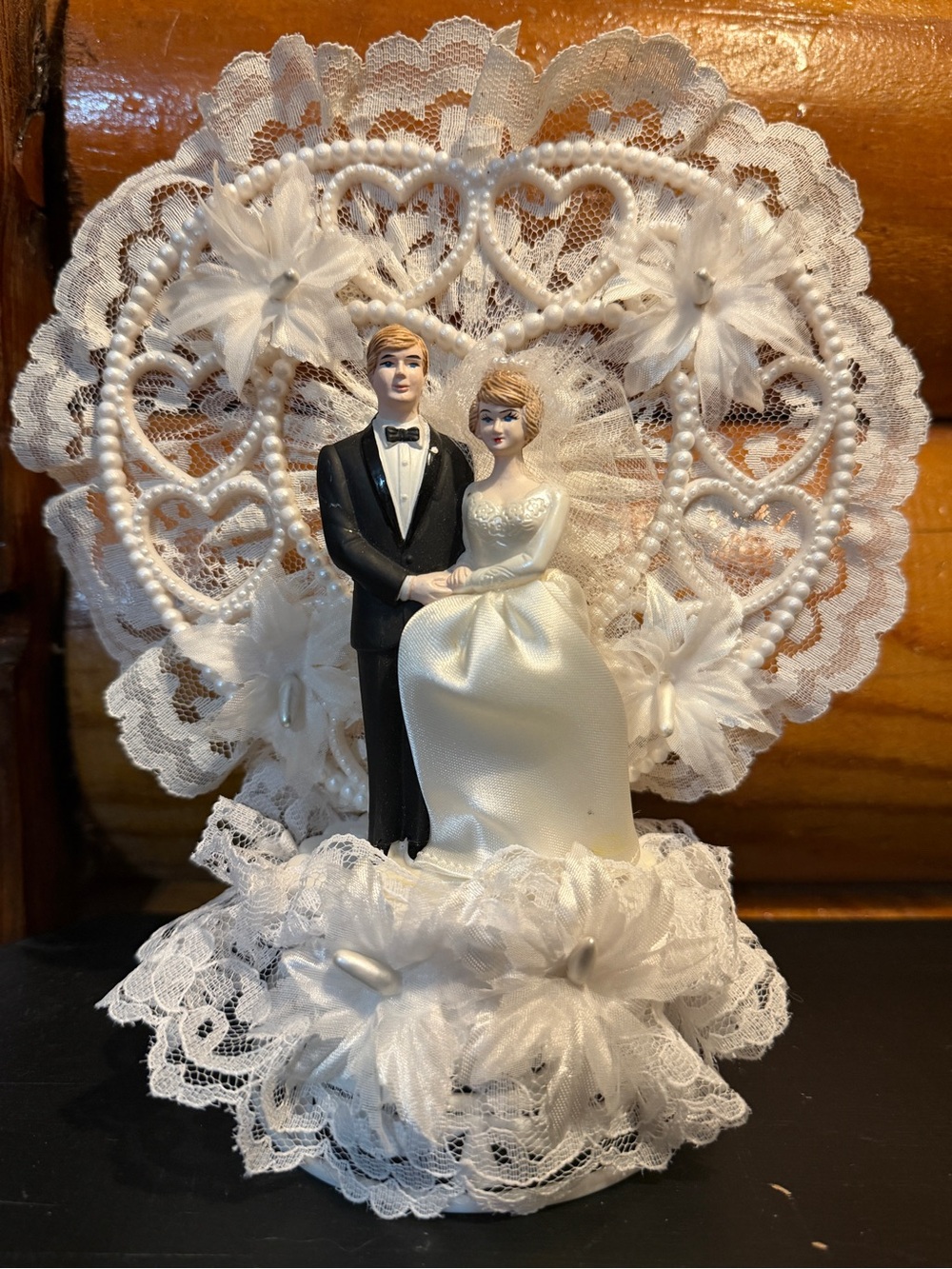 Vintage 1950s Bride Groom Wedding Cake Topper Mid Century Figurine Retro Kitsch